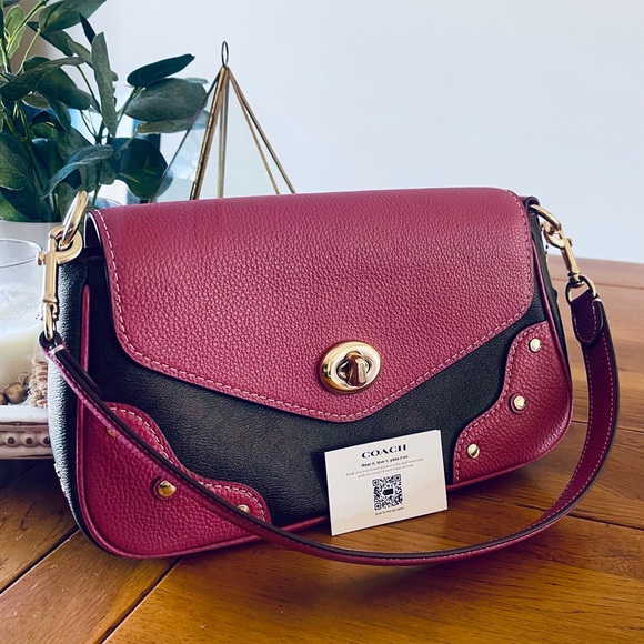 Coach Handbags - Like NEW COACH Millie Shoulder Bag Signature Leather Elegant Pink Dark Berry